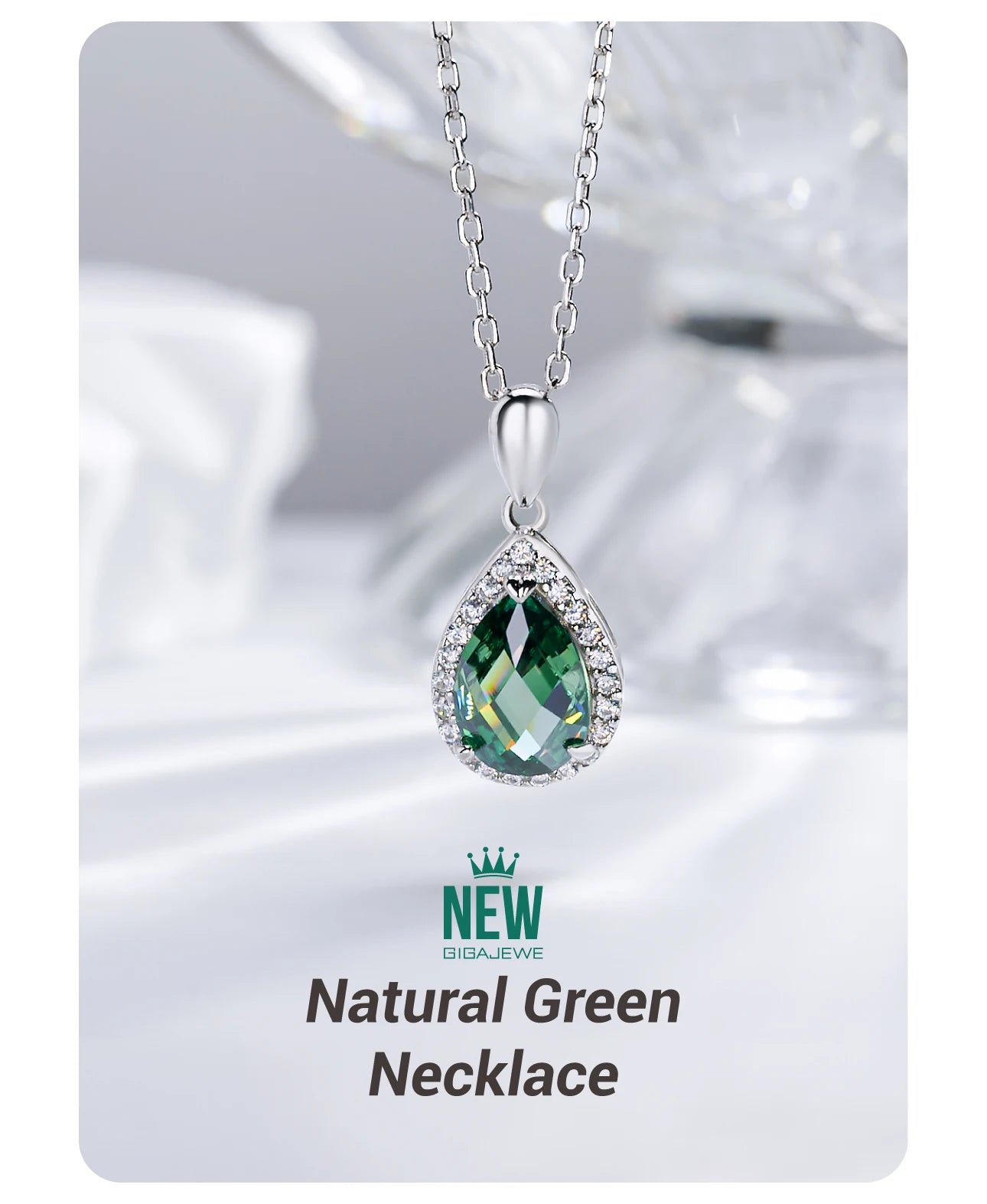 Moissanite Natural Green 18K White Gold Plated Silver