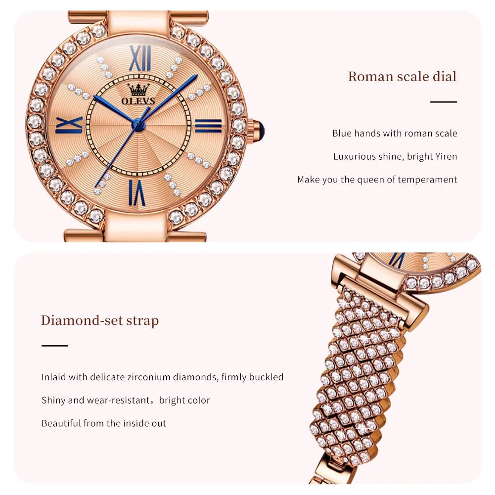 OLEVS 9942 Waterproof Inlaid diamond watch,